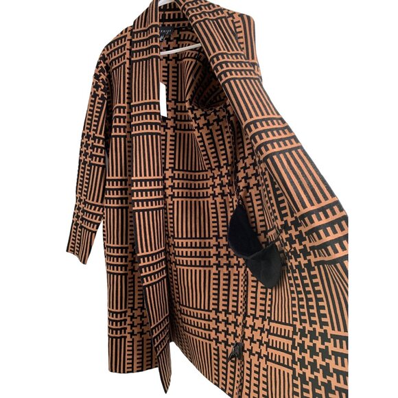 Womens Premise Geo Cognac Cardigan Open 7185 Size S/M NWT Shawl Collar Laser cut - Picture 11 of 12